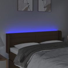 Vidaxl Čelo postele s LED tmavě hnědé 147 x 16 x 78/88 cm textil