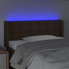 Vidaxl Čelo postele s LED tmavě hnědé 83 x 16 x 78/88 cm textil