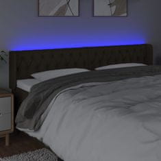 Vidaxl Čelo postele s LED tmavě hnědé 203 x 16 x 78/88 cm textil