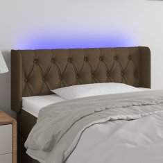 Vidaxl Čelo postele s LED tmavě hnědé 93 x 16 x 78/88 cm textil