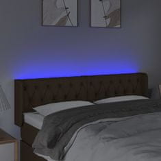 Vidaxl Čelo postele s LED tmavě hnědé 163 x 16 x 78/88 cm textil