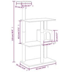 Vidaxl Škrabadlo pro kočky se sisalovými sloupky krémové 119 cm