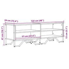 Vidaxl TV skříňka šedá sonoma 122 x 34 x 41 cm kompozitní dřevo