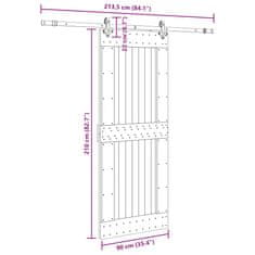 Vidaxl Posuvné dveře s kováním 90 x 210 cm masivní borové dřevo