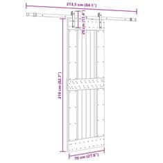 Vidaxl Posuvné dveře s kováním 70 x 210 cm masivní borové dřevo