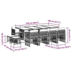 Vidaxl 13dílný zahradní jídelní set s poduškami světle šedý polyratan