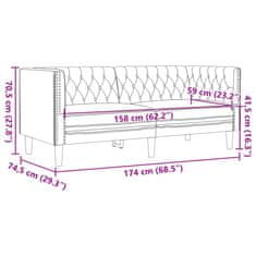 Vidaxl Pohovka Chesterfield 2místná hnědá umělá semišová kůže