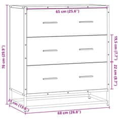 Vidaxl Příborník dub sonoma 68 x 35 x 76 cm kompozitní dřevo a kov