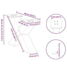 Vidaxl Nohy konferenčního stolku ve tvaru X 2 ks bílé 60x(30-31) cm