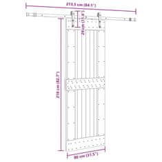 Vidaxl Posuvné dveře s kováním 80 x 210 cm masivní borové dřevo