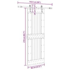 Vidaxl Posuvné dveře s kováním 80 x 210 cm masivní borové dřevo