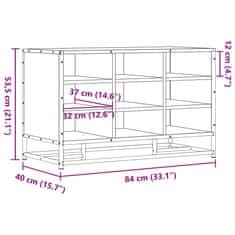 Vidaxl Lavice s botníkem šedá sonoma 84x40x53,5 cm kompozit a kovu