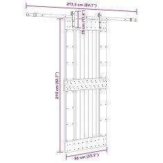 Vidaxl Posuvné dveře s kováním 85 x 210 cm masivní borové dřevo