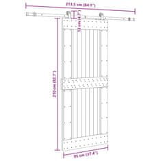 Vidaxl Posuvné dveře s kováním 95 x 210 cm masivní borové dřevo