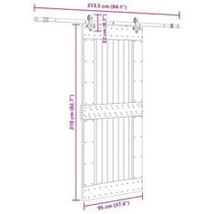 Vidaxl Posuvné dveře s kováním 95 x 210 cm masivní borové dřevo