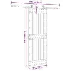 Vidaxl Posuvné dveře s kováním 85 x 210 cm masivní borové dřevo