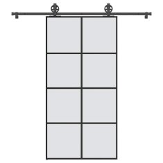 Vidaxl Posuvné dveře s kováním 102,5 x 205 cm ESG sklo a hliník