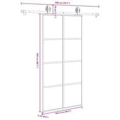 Vidaxl Posuvné dveře s kováním 102,5 x 205 cm ESG sklo a hliník