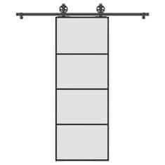 Vidaxl Posuvné dveře s kováním 76x205 cm ESG sklo a hliník