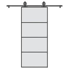 Vidaxl Posuvné dveře s kováním 90x205 cm ESG sklo a hliník