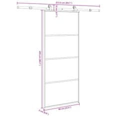 Vidaxl Posuvné dveře s kováním 90x205 cm ESG sklo a hliník