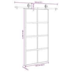 Vidaxl Posuvné dveře s kováním 102,5x205 cm tvrzeného sklo a hliník