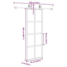 Vidaxl Posuvné dveře s kováním 76x205 cm tvrzeného sklo a hliník