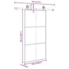 Vidaxl Posuvné dveře s kováním 102x205 cm ESG sklo a hliník