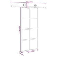 Vidaxl Posuvné dveře s kováním 90x205 cm tvrzeného sklo a hliník