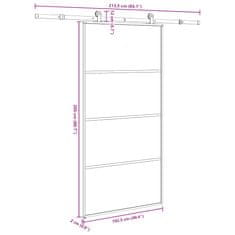 Vidaxl Posuvné dveře s kováním 102,5 x 205 cm ESG sklo a hliník