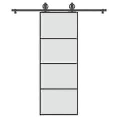 Vidaxl Posuvné dveře s kováním 76x205 cm ESG sklo a hliník