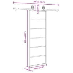 Vidaxl Posuvné dveře s kováním 76x205 cm ESG sklo a hliník