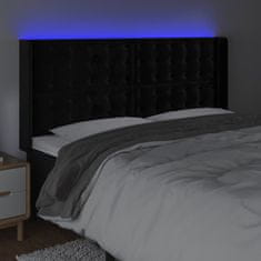 Vidaxl Čelo postele s LED černé 203 x 16 x 118/128 cm samet