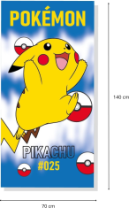 FARO Textil Bavlněná osuška pro děti 70x140 cm POKEMON žlutá/modrá