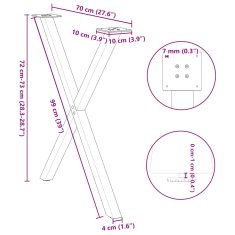 Vidaxl Nohy jídelního stolku ve tvaru X 2 ks 70x(72-73) cm