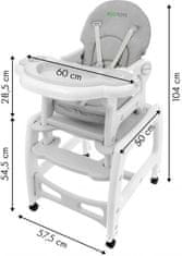 EcoToys Dětská jídelní židlička 3v1 DESTI šedá