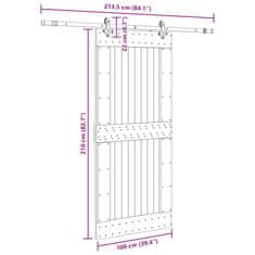 Vidaxl Posuvné dveře s kováním 100 x 210 cm masivní borové dřevo