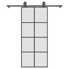 shumee vidaXL Posuvné dveře s kováním 90x205 cm ESG sklo a hliník