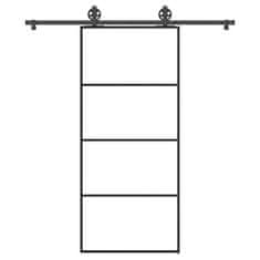 shumee vidaXL Posuvné dveře s kováním 90x205 cm ESG sklo a hliník