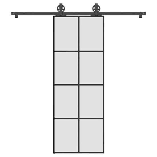 shumee vidaXL Posuvné dveře s kováním 76x205 cm ESG sklo a hliník