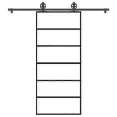 shumee vidaXL Posuvné dveře s kováním 90x205 cm ESG sklo a hliník