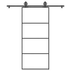 shumee vidaXL Posuvné dveře s kováním 90x205 cm ESG sklo a hliník