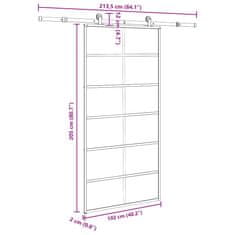 Vidaxl Posuvné dveře s kováním 102x205 cm ESG sklo a hliník