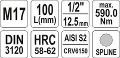 YATO Hlavice s bitem XZN 1/2" M17 YATO - YT-04357