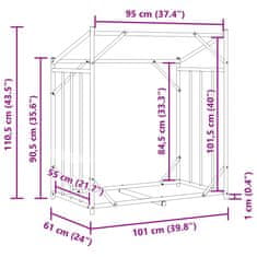 Vidaxl Stojan na palivové dřevo s krytem proti dešti 100x25x150 cm