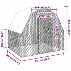 Vidaxl Výběh pro slepice se střechou 2,5x2x2,25 m pozinkovaná ocel