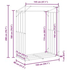 Vidaxl Stojan na palivové dřevo s krytem proti dešti 150x80x200 cm