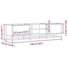 Vidaxl TV skříňka šedá sonoma 160 x 35 x 41 cm kompozitní dřevo a kov