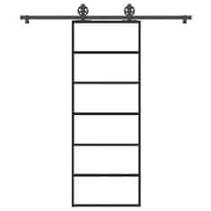 Vidaxl Posuvné dveře s kováním 76x205 cm ESG sklo a hliník