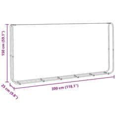 Vidaxl Stojan na palivové dřevo s ocelovým drátem 300x25x150 cm